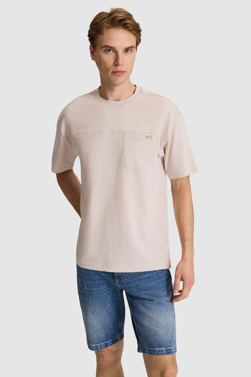 Erkek Taş Comfort Fit Bisiklet Yaka Tişört 50326970-VR049