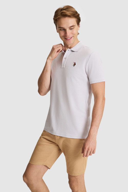 Erkek Açık Gri Regular Fit Polo Yaka Basic Tişört 50326972-VR001
