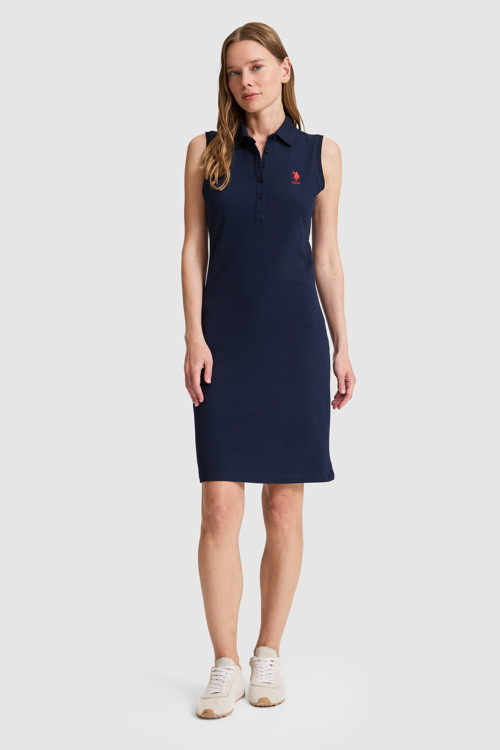 Kadın Lacivert Polo Yaka Örme Elbise 50323571-VR033