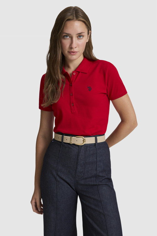 Kadın Kırmızı Polo Yaka Basic Tişört 50321818-VR030