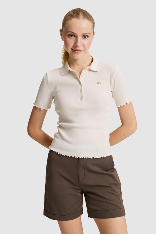Kadın Krem Polo Yaka Tişört 50323563-VR071