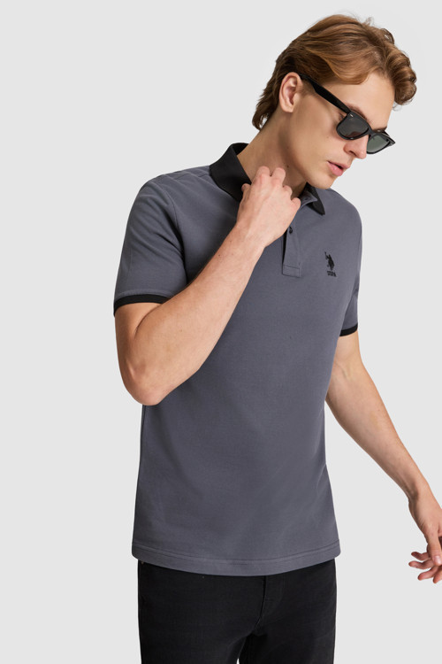 Erkek Antrasit Regular Fit Polo Yaka Basic Tişört 50326978-VR006