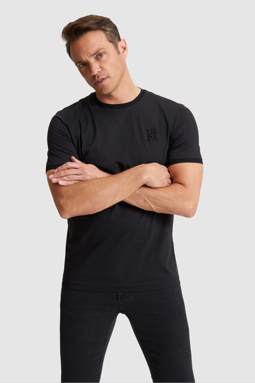 Erkek Siyah Regular Fit Bisiklet Yaka Tişört 50325306-VR046