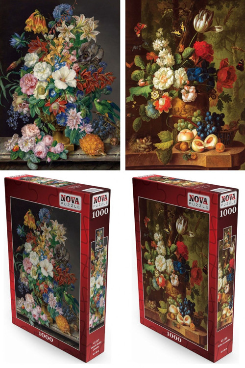 2x1000 Parçalık Vazoda Çiçekler İkili Puzzle/Yapboz Seti