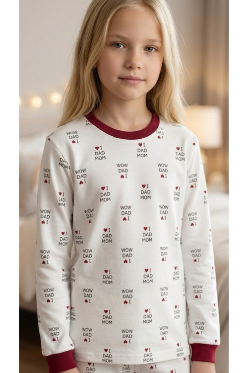 Kız Ve Erkek Çocuk %100 Pamuk Uzun Kollu Pijama Takımı