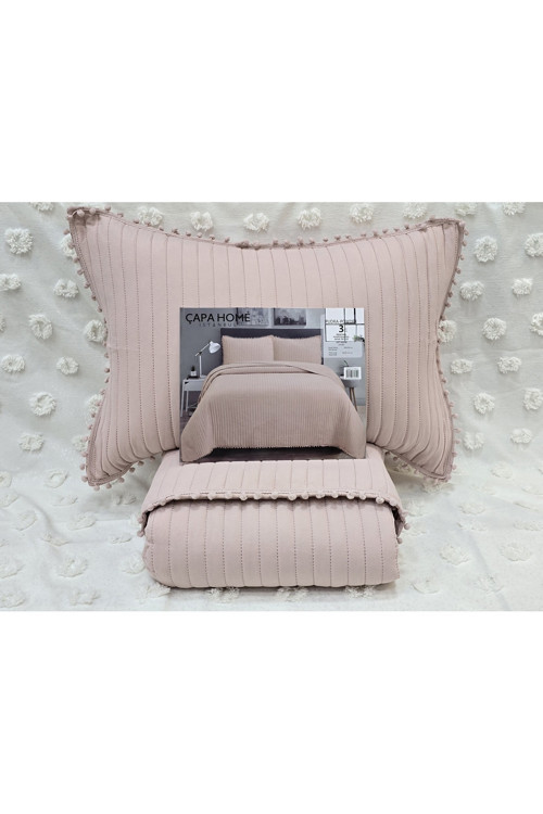 Pudra Ponpon Taşlama Wash Micro Soft Tek Kişilik Yatak Örtüsü