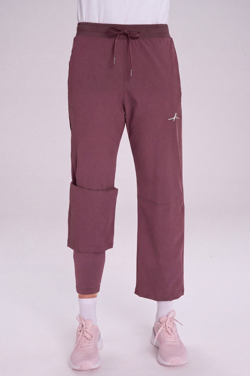 Active Çift Katmanlı Taytlı Boru Paça Lila Spor Pantolonu Eşofman Altı ACT-3
