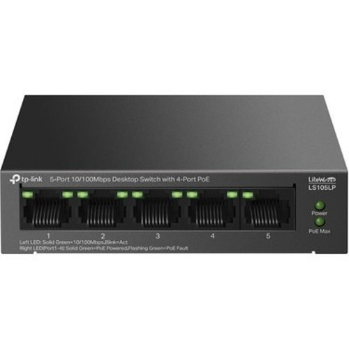 TP-LINK LS105LP 4 PORT 10/100 +1 PORT RJ45 UPLINK 41W 250 METRE POE MESAFE METAL KASA