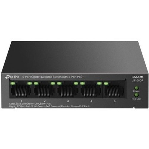 TP-Link Tp-lınk Ls105gp 4 Port Gıgabıt + 1 Port Rj45 Uplınk Poe 65w 250 Metre Poe Mesafe Metal Kasa