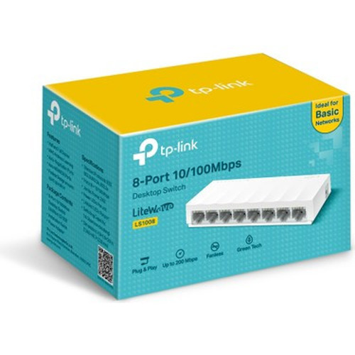 8 Port 10-100 Mbps Switch, Plastik Kasa ile Dayanıklı Tasarım