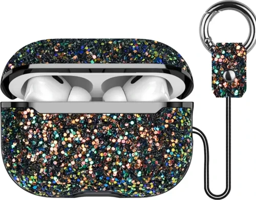 Airpods 2 (2.nesil) Bright Simli Airpods Kapak - Siyah