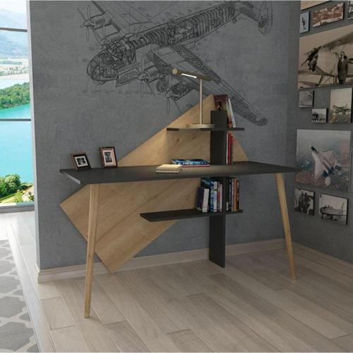 Rüzgar Çalışma Masası Antrasit & Meşe