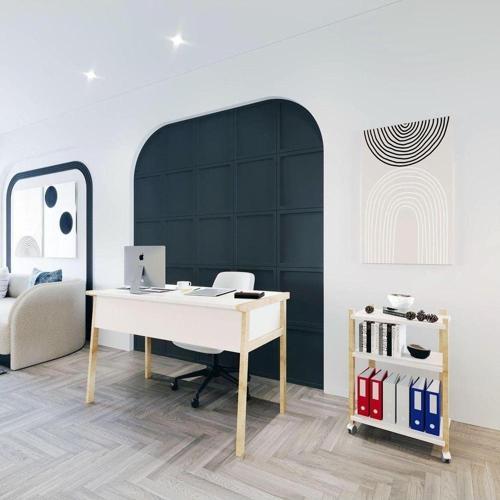 Zenith Çalışma Masası Kitaplık Takım 120cm Beyaz Meşe Beyaz - Meşe