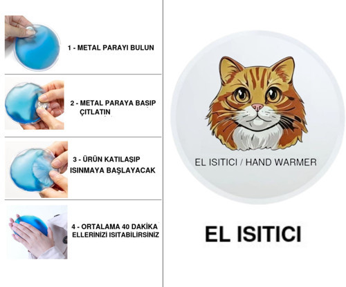 SIA KAHVERENGİ KEDİ CEP SOBASI,EL ISITICI,SICAK SU TORBASI PVC 10x9,5cm