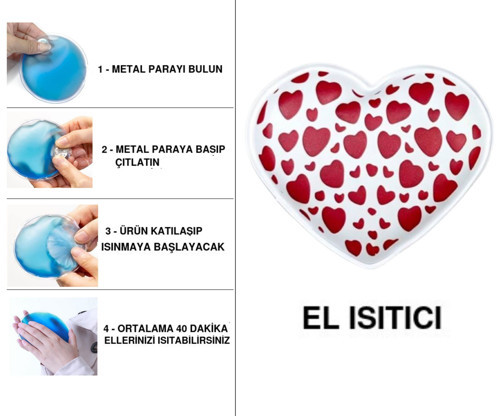 SIA KÜÇÜK KALPLER CEP SOBASI,EL ISITICI,SICAK SU TORBASI PVC 9cm