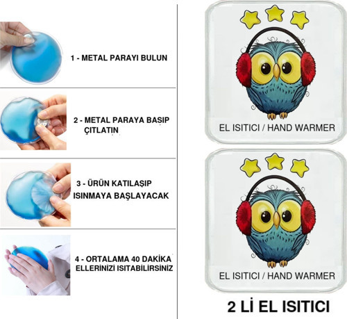 SIA 2 ADET BAYKUŞ CEP SOBASI,EL ISITICI,SICAK SU TORBASI PVC 10x9,5cm