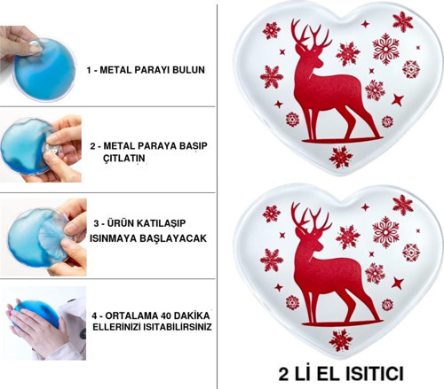 SIA 2 ADET KARDA GEYİK CEP SOBASI,EL ISITICI,SICAK SU TORBASI PVC 9cm