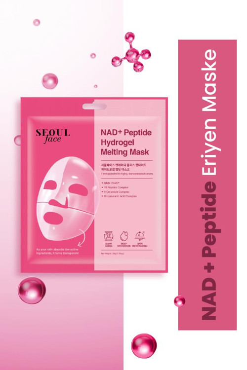 Seoul Face NAD+ Peptid Hidrojel Canlandırıcı Nemlendirici Eriyen Kore Maskesi 34 gr. 10 Adet