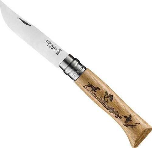 OP-002335 Inox No 8 Meşe Saplı Keçi Desenli Paslanmaz Çakı