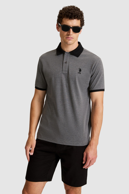 Erkek Antrasit Melanj Regular Fit Polo Yaka Basic Tişört 50326978-VR081