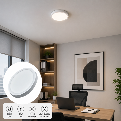 24W Yuvarlak 6500K Sıva Üstü Led Panel Armatür AP03-02430