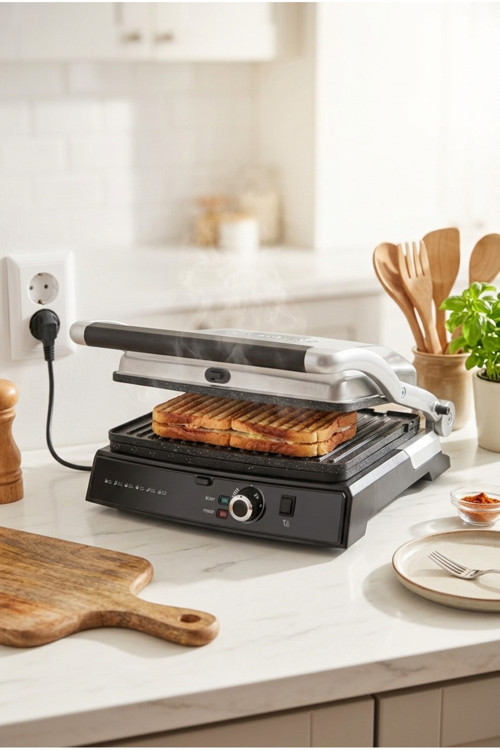 Ruby 2000W 6 Dilim Kapasiteli Çıkarılabilir Plakalı Izgara ve Tost Makinesi Inox