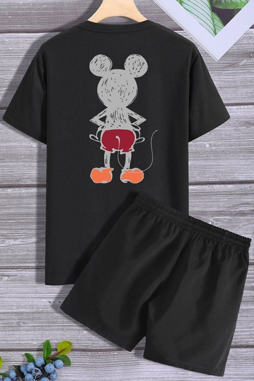 Sırt Baskılı Şort T-shirt Eşofman Takımı