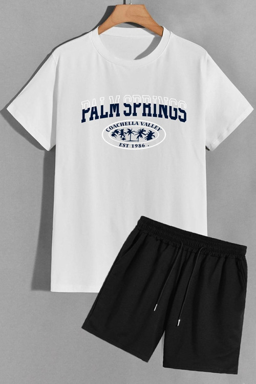 Rahat Tasarım Palm Şort T-shirt Eşofman Takımı