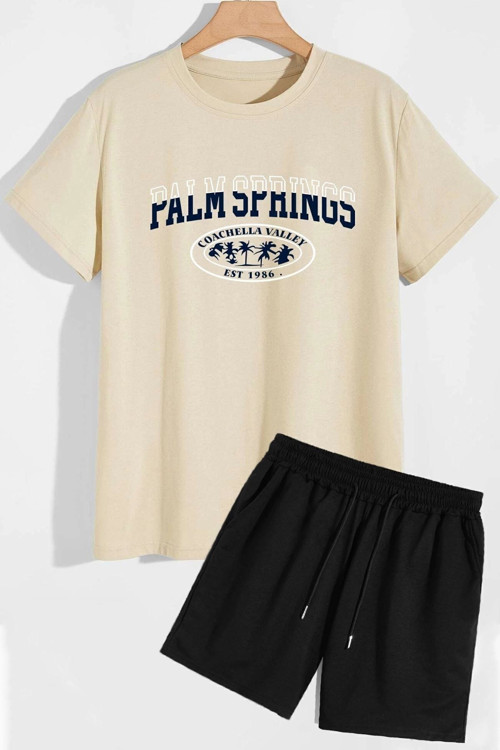 Rahat Tasarım Palm Şort T-shirt Eşofman Takımı