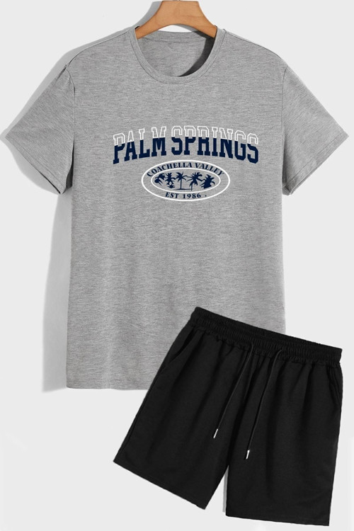 Rahat Tasarım Palm Şort T-shirt Eşofman Takımı