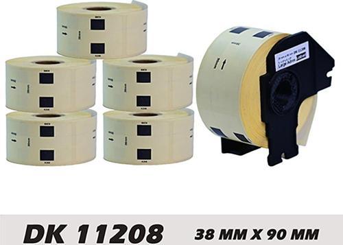 Brother DK 11208  Etiket 38 mm x 90 mm - 400 Adet + Tutucu