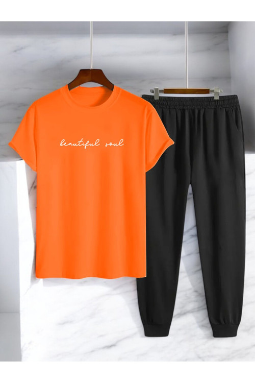 Unisex Beatiful Soul Tasarım Basklı Tshirt Eşofman Takımı