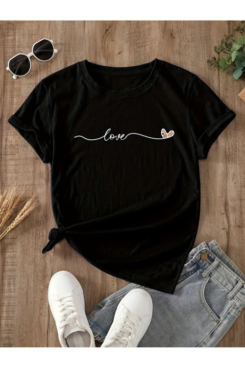 Unisex Love Baskılı Tasarım Tshirt
