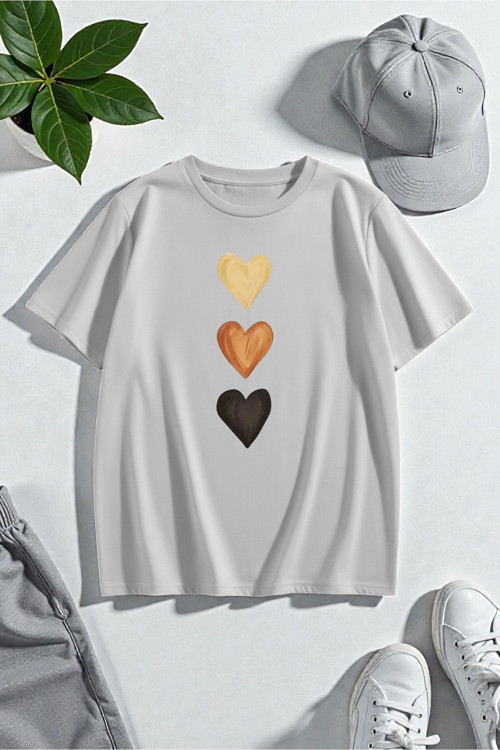 Unisex Üç Kalpli Tasarım Basklı Tshirt