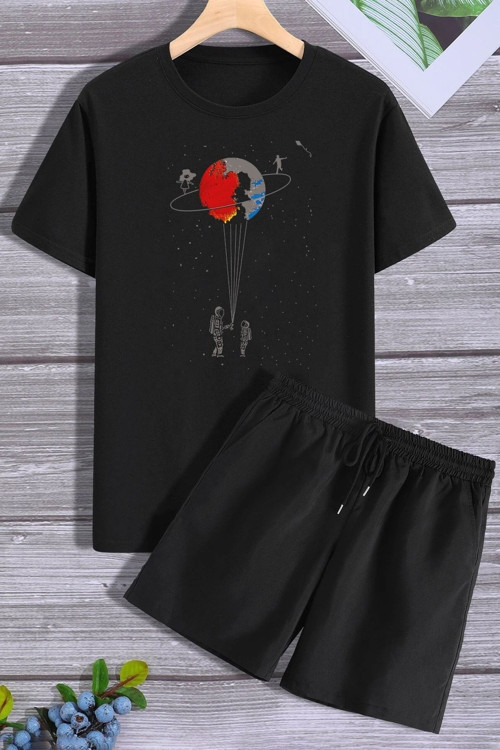 Uzay Temalı Şort T-shirt Eşofman Takımı