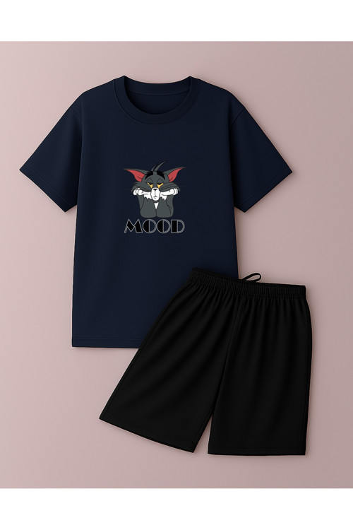Unisex Mood Baskılı Tasarım Şort Takım
