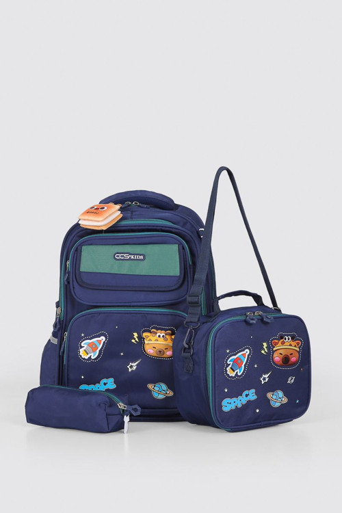Kids Premium Okul Çanta Seti 3'lü İlkokul Ortaokul Sırt Çantası Termal Beslenme Çantası Kalemlik