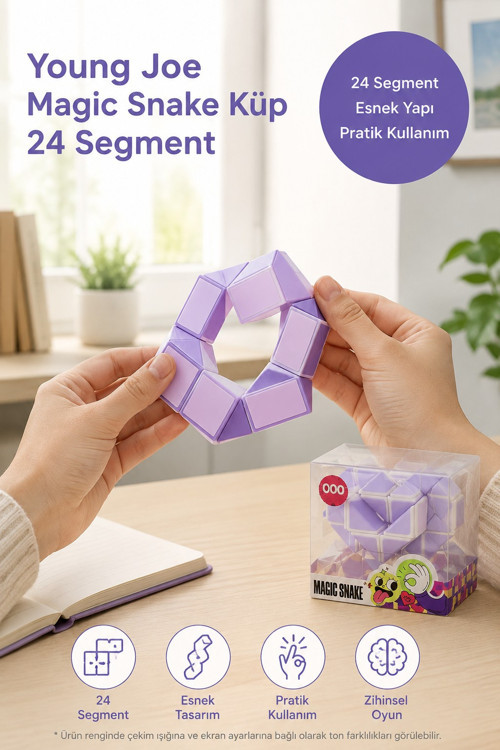 Magic Snake Küp 24 Segment Mor Young Joe Esnek Yılan Zeka Oyunu Şekil Bulmaca 7,5 cm