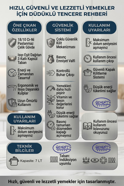Gurme Klasik Düdüklü Tencere 7 Lt