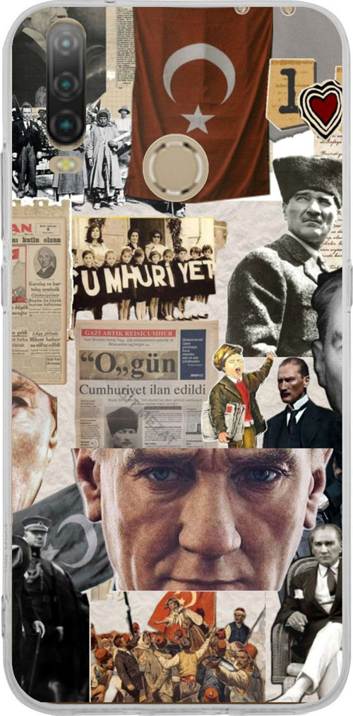 General Mobile GM 10 Uyumlu Atatürk Cumhuriyet Kolaj Baskılı Silikon Kılıf