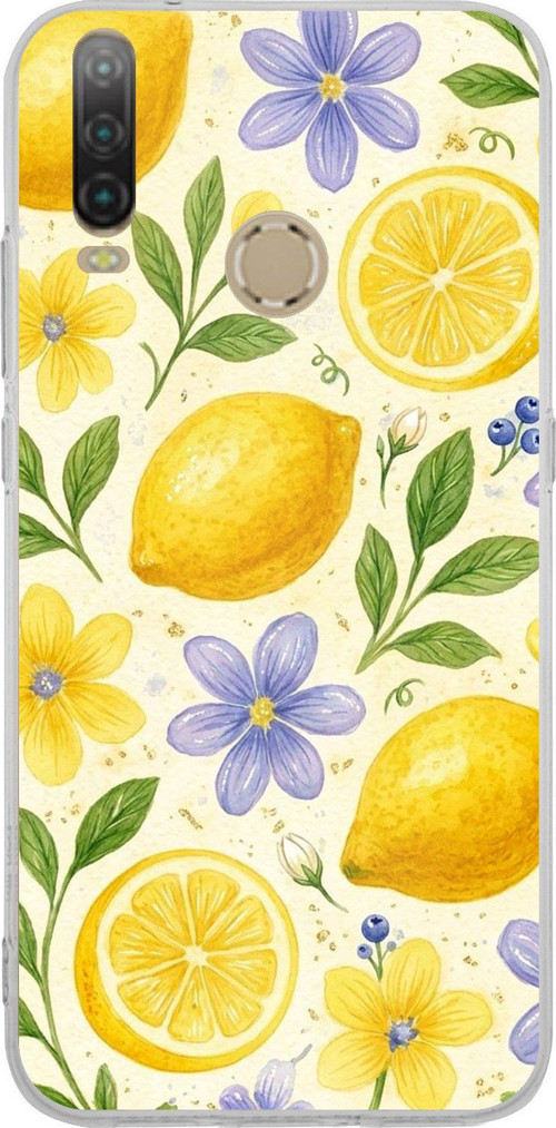 General Mobile GM 10 Uyumlu Sulu Boya Limon ve Çiçek Desenli Baskılı Silikon Kılıf