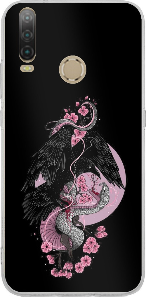 General Mobile GM 10 Uyumlu Pembe Siyah Yılan Baskılı Silikon Kılıf