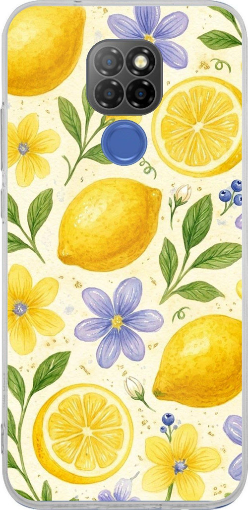 General Mobile GM 20 Uyumlu Sulu Boya Limon ve Çiçek Desenli Baskılı Silikon Kılıf