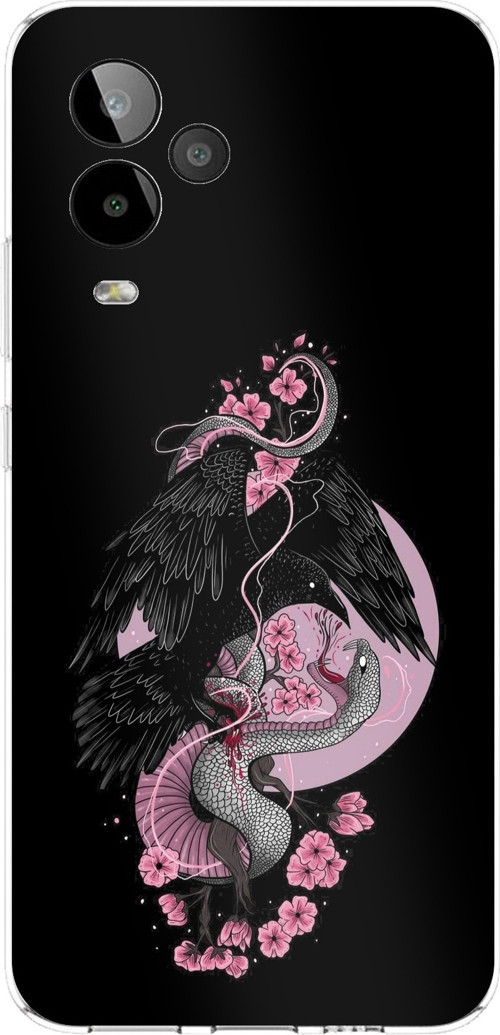 General Mobile GM 24 PRO Uyumlu Pembe Siyah Yılan Baskılı Silikon Kılıf