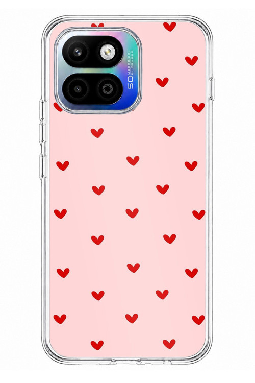 General Mobile GM 26 One 5G Uyumlu Kırmızı Minik Kalpler Baskılı Silikon Kılıf