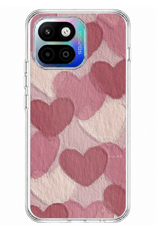 General Mobile GM 26 One 5G Uyumlu Pastel Gül Kurusu ve Pembe Kalpli Baskılı Silikon Kılıf