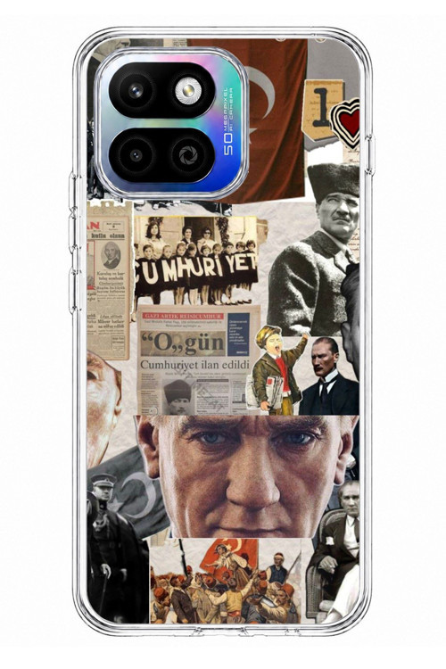 General Mobile GM 26 One 5G Uyumlu Atatürk Cumhuriyet Kolaj Baskılı Silikon Kılıf