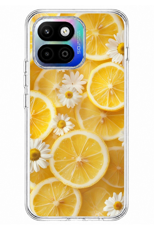 General Mobile GM 26 One 5G Uyumlu Limon Dilimleri ve Papatya Desenli Baskılı Silikon Kılıf