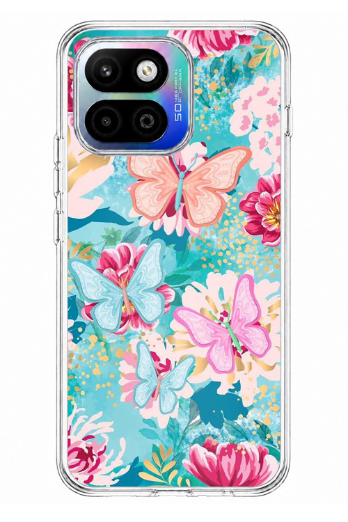 General Mobile GM 26 One 5G Uyumlu Kelebekler ve Çiçekler Baskılı Silikon Kılıf