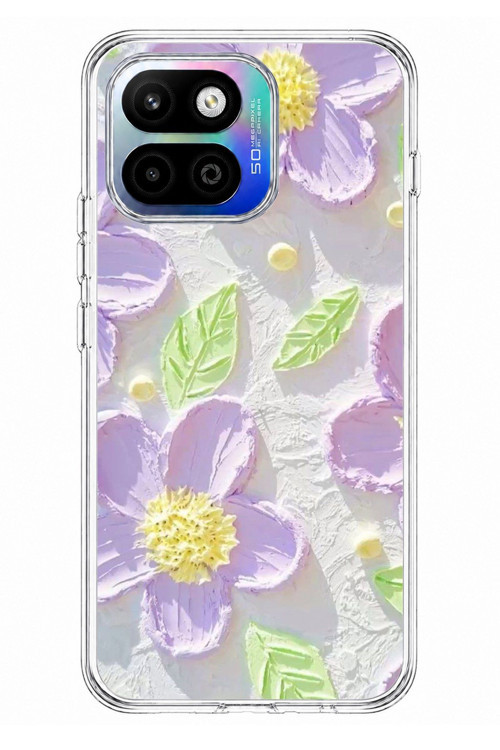 General Mobile GM 26 One 5G Uyumlu Mor Papatyalar Sulu Boya Baskılı Silikon Kılıf